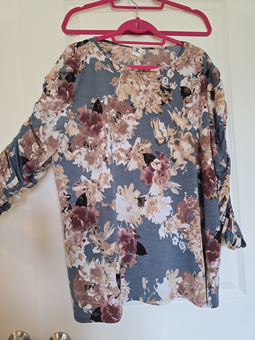 Sew In Love Floral Tunic Top in Blue with Blush & Cream Flowers